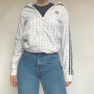 White adidas grid print jacket